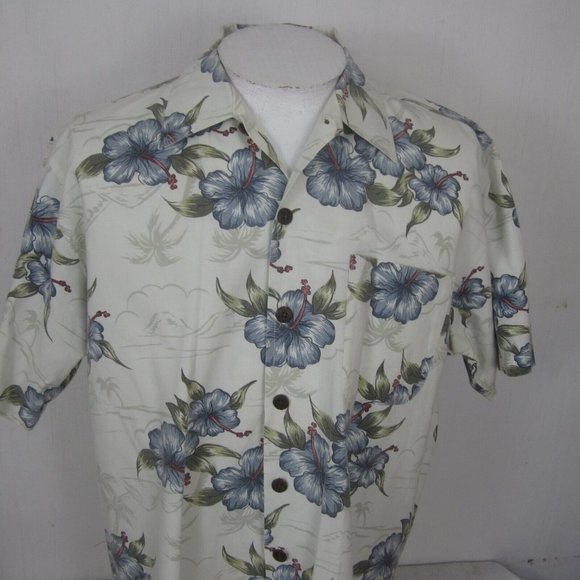 Cherokee Men Hawaiian camp shirt p2p 25 L vintage tropical hibiscus floral - Picture 4 of 8